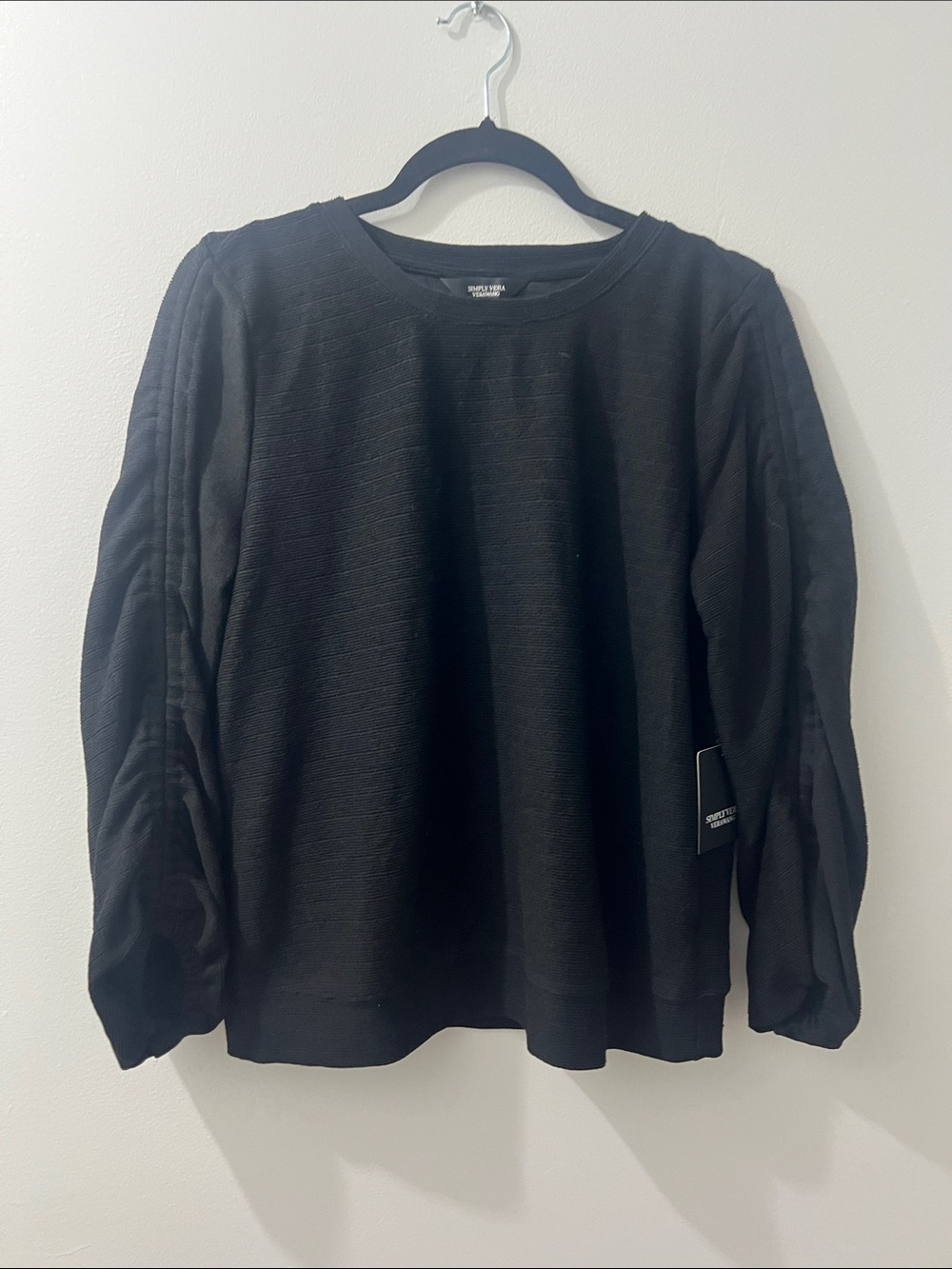 Simply Vera Vera Wang Black Crew Neck Sweater